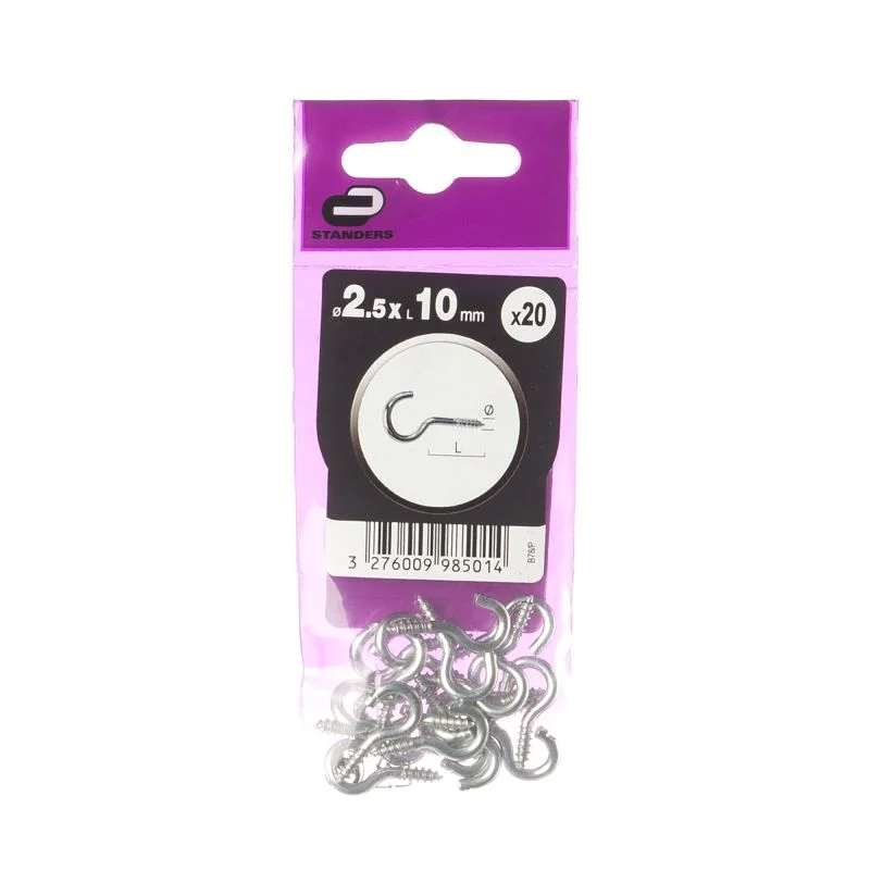 Șurub pentru lemn Standers cu inel deschis, oțel zincat – 2,5 x 10 mm (set 20 bucăți) – conceput pentru rezistență și utilizare practică - imagine 2