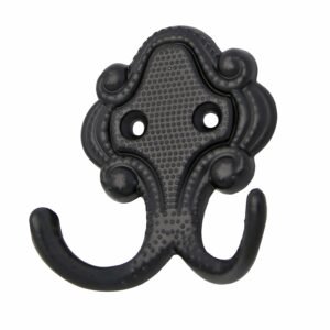 Cuier mobila cu 2 agatatoare, zamac, negru, pentru baie, dormitor, hol, prindere pe mobila / perete, 494.26.19