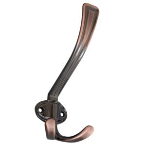 Cuier mobila cu 3 agatatoare, zamac, cuprat antic, pentru baie, dormitor, hol, prindere pe mobila / perete, 494.72.28