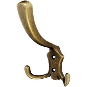 Cuier mobila cu 3 agatatoare, zamac, auriu antic, pentru baie, dormitor, hol, prindere pe mobila / perete, 494.37.29