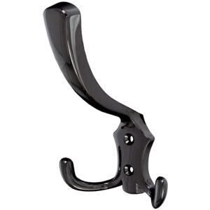 Cuier mobila cu 3 agatatoare, zamac, nichel negru, pentru baie, dormitor, hol, prindere pe mobila / perete, 494.37.26