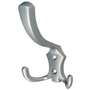 Cuier mobila cu 3 agatatoare, zamac, nichel, pentru baie, dormitor, hol, prindere pe mobila / perete, 494.37.25