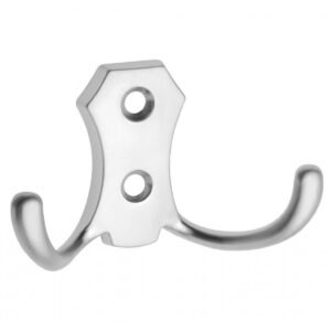 Cuier mobila cu 2 agatatoare, metal, argintiu, pentru baie, dormitor, hol, prindere pe mobila, Fiko 93493