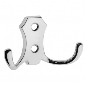 Cuier mobila cu 2 agatatoare, metal, crom lucios, pentru baie, dormitor, hol, prindere pe mobila, Fiko 93492