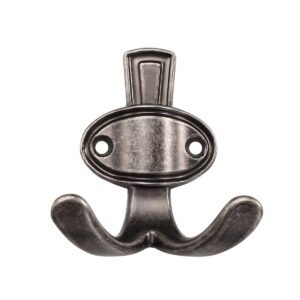 Cuier mobila cu 2 agatatoare, metal, gri antic, pentru baie, dormitor, hol, prindere pe mobila, Coruna 15910