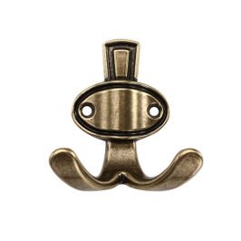 Cuier mobila cu 2 agatatoare, metal, auriu antic, pentru baie, dormitor, hol, prindere pe mobila, Coruna 15909