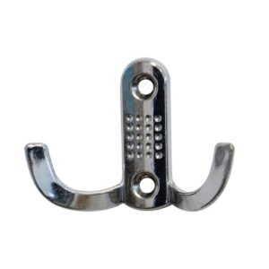 Cuier mobila cu 2 agatatoare, aluminiu, crom lucios, pentru baie, dormitor, hol, prindere pe mobila, Noktali 56092