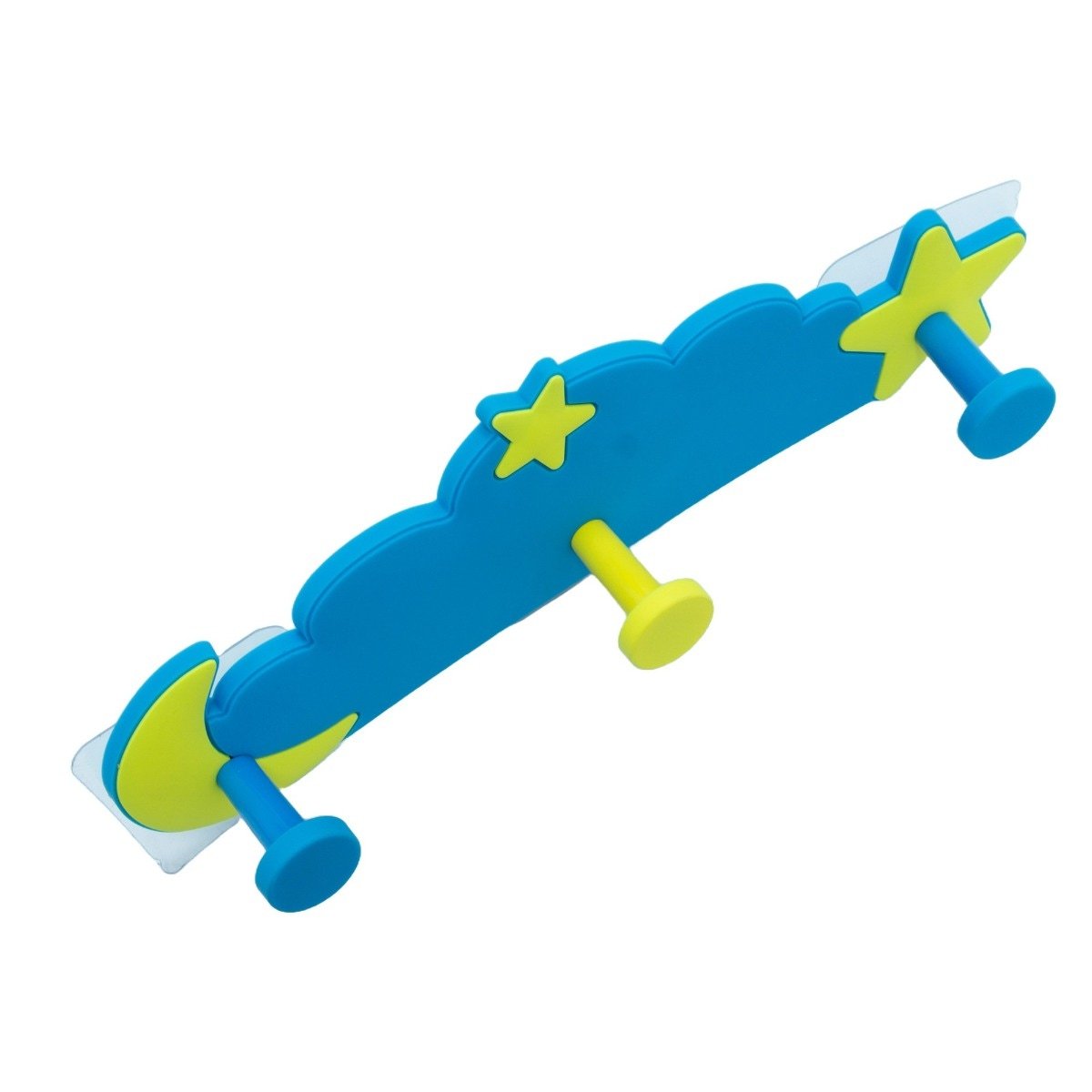 Cuier mobila cu 3 agatatoare, metal, albastru, pentru baie, dormitor, hol, bucatarie, prindere pe mobila / perete, Norisor