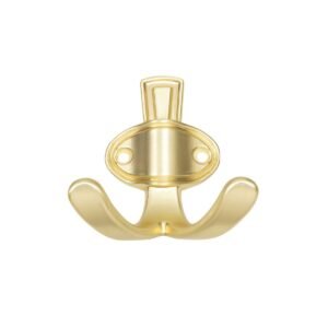 Cuier mobila cu 2 agatatoare, metal, auriu, pentru hol, prindere pe mobila / perete, Zefir 18567