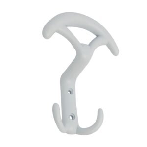 Cuier mobila cu 3 agatatoare, zamac, alb, pentru baie, dormitor, hol, prindere pe mobila / perete, 494.38.11