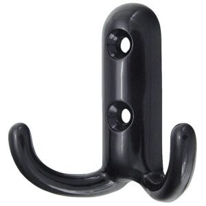 Cuier mobila cu 2 agatatoare, zamac, negru, pentru baie, dormitor, hol, prindere pe mobila / perete, 494.19.19