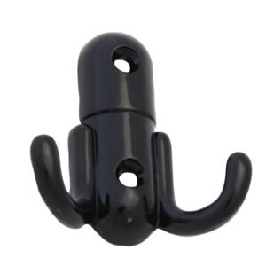 Cuier mobila cu 2 agatatoare, zamac, negru, pentru baie, dormitor, hol, prindere pe mobila / perete, 494.17.19