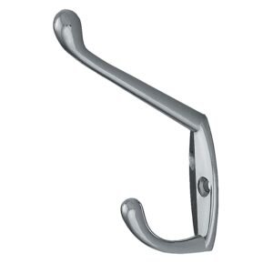 Cuier mobila cu 2 agatatoare, zamac, cromat lucios, pentru baie, dormitor, hol, prindere pe mobila / perete, 494.10.22