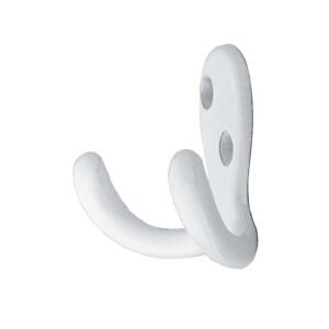 Cuier mobila cu 2 agatatoare, zamac, alb, pentru baie, dormitor, hol, prindere pe mobila / perete, 494.11.11