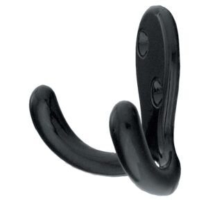 Cuier mobila cu 2 agatatoare, zamac, negru, pentru baie, dormitor, hol, prindere pe mobila / perete, 494.11.19