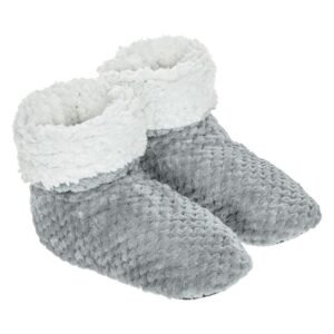 Botosei de Casa Gri Popcorn cu Blana Artificiala Alba pentru Femei