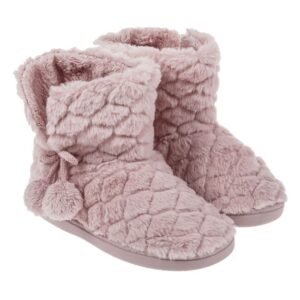 Botosi din Blana Roz Romburi Albe Pompon pentru Femei