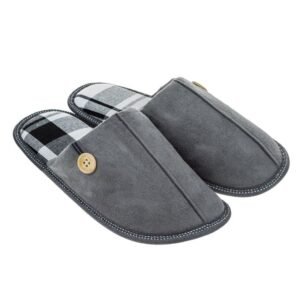 Papuci de Casa Gri Tapla cu Carouri pentru Barbati