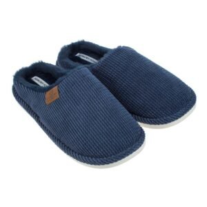 Papuci de Iarna Albastri Zigzag cu Patch din Piele Artificiala pentru Barbati