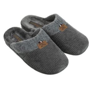 Papuci de Iarna Gri cu Dungi & Patch din Piele Artificiala pentru Barbati