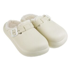Papuci Saboti Ecru cu Curelusa pentru Femei