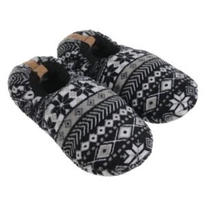 Papuci de Casa Sosete Negri cu cu Model Gri pentru Barbati