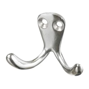 Cuier perete, o agatatoare dubla, metal, 4 cm, crom