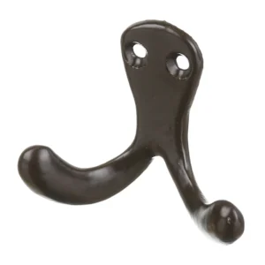 Cuier perete, o agatatoare dubla, metal, 4 cm, maro