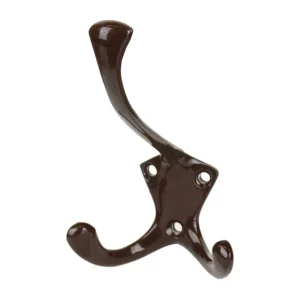 Cuier perete, o agatatoare tripla, metal, 16 cm, maro