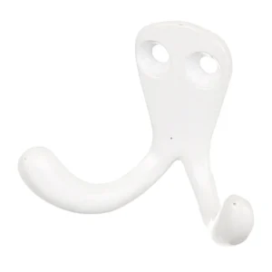 Cuier perete, o agatatoare dubla, metal, 4 cm, alb