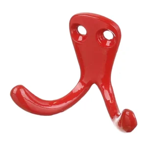 Cuier perete, o agatatoare dubla, metal, 4 cm, rosu