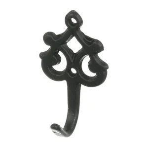 Cuier perete, o agatatoare simpla, model trefla, fier forjat, 4.5 cm, negru