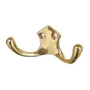 Cuier perete, o agatatoare dubla, metal, 4.5 cm, alama