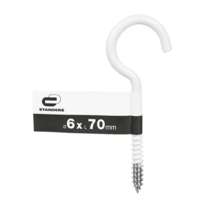 Surub pentru lemn Standers, cu inel deschis, otel zincat, 6 x 70 mm, alb
