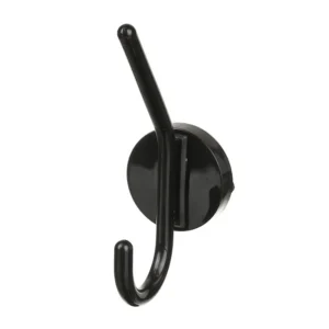 Cuier perete, o agatatoare dubla, plastic, 15.5 cm, negru