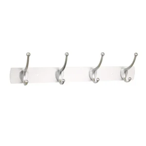 Cuier perete, 4 agatatoare duble, metal, 44 cm, crom