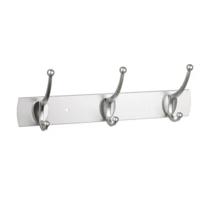 Cuier perete, 3 agatatoare duble, metal, 32 cm, crom