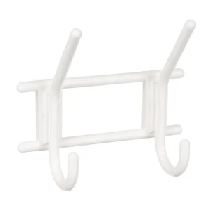 Cuier perete, 2 agatatoare duble, plastic, 16.3 cm, alb