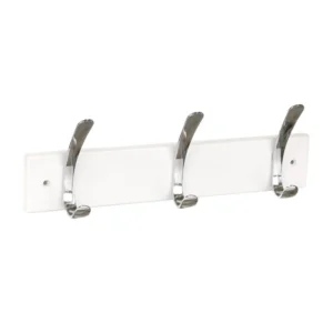 Cuier perete, 3 agatatoare duble, lemn, 33 x 6 cm, alb