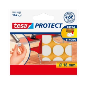 Protectii pardoseala Tesa Protect, autoadezive, pasla, Ø 18 mm, alb (set 16 buc)