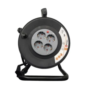 Tambur Lexman, cu maner, IP20, 4 prize, 3 x 1.5 mmp, 25 m, negru