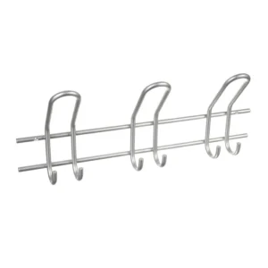 Cuier perete, 3 agatatoare triple, metal, 43 cm, crom