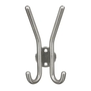 Cuier perete, 2 agatatoare duble, metal, 15 cm, crom