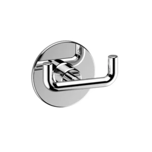 Cuier baie Sensea Spring, 2 agatatori, din otel, fixare prin gaurire sau lipire, argintiu lucios