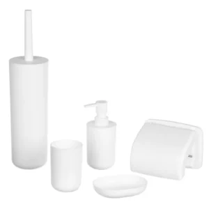 Suport hartie igienica Sensea Easy, din plastic, fixare prin gaurire, alb lucios