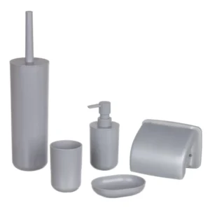 Suport hartie igienica Sensea Easy, din plastic, fixare prin gaurire, gri lucios