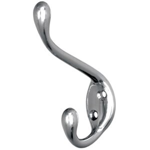 Cuier mobila cu 2 agatatoare, zamac, cromat lucios, pentru baie, dormitor, hol, prindere pe mobila / perete, 494.12.22