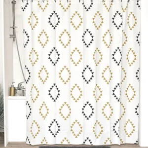 Perdea dus Lima, din PEVA, 180 x 180 cm, model romb