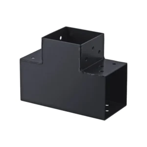 Conector lemn, extensie, 3 intrari, unghi 90°, otel, 95 x 205 mm, negru, grosime 1.8 mm