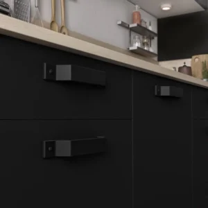 Set 2 manere mobila Leros, Inspire, 19 cm, zamac, negru, finisaj vopsit